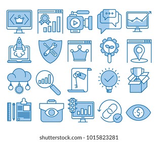 Glyph Icons Set of Search Engine Optimization icons, Simple solid Pictogram Pack, Vector Logo Concept, Web Graphic. Vector icons.
