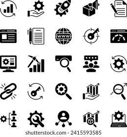 Iconos de glifo establecidos para SEO.