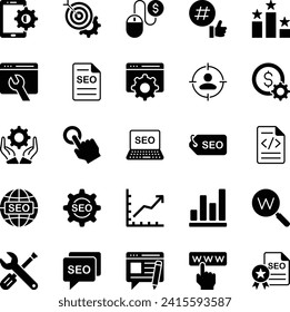 Iconos de glifo establecidos para SEO.