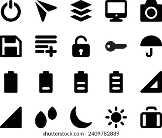 Glyph icons set for User interface.