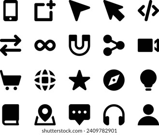 Glyph icons set for User interface.