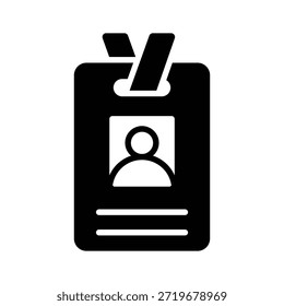Icono de tarjeta de Identificación de glifo que representa el perfil profesional.
