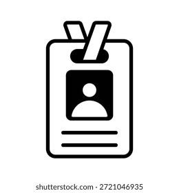 Icono de tarjeta de Identificación de glifo que representa el perfil profesional.