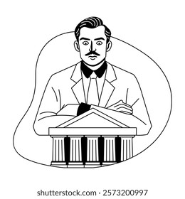 A glyph illustration of a banker 
