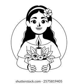 A glyph illustration of beautiful flower girl 