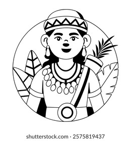 A glyph illustration of a character wearing mexican attire 