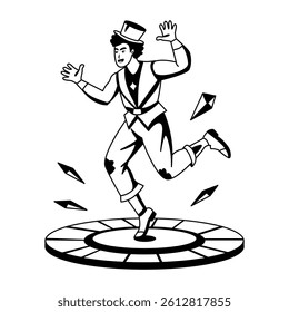 A glyph illustration of a circus avatar 
