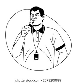 A glyph illustration of a coach blowing a whistle 

