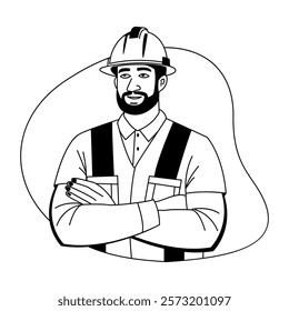 A glyph illustration of a construction worker 
