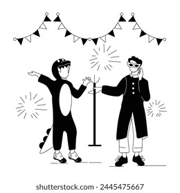 Here�s a glyph illustration of a costume party