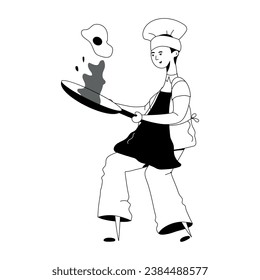 Glyph illustration of design of professional chef 