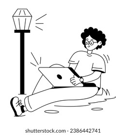 Ilustración glifo del trabajo a distancia 