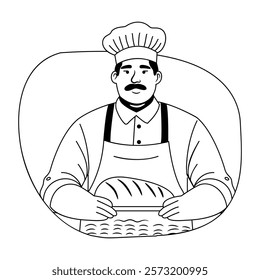 A glyph illustration of an expert baker 
