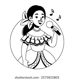 A glyph illustration of female mexican singer 