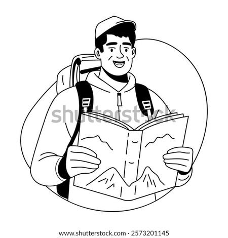 A glyph illustration of a hiking guide 
