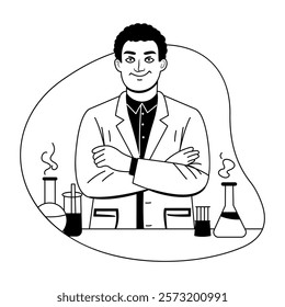 A glyph illustration of lab chemist 

