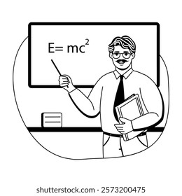 A glyph illustration of a male professor 
