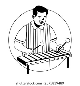 A glyph illustration of marimba player