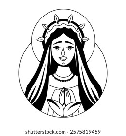 A glyph illustration of mexican blessed woman character 