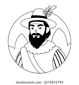 A glyph illustration of mexican hernan cortes