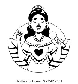 A glyph illustration of mexican woman singer 