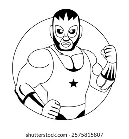  A glyph illustration of mexican wrestler character 