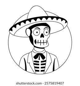 A glyph illustration of a muerto character 