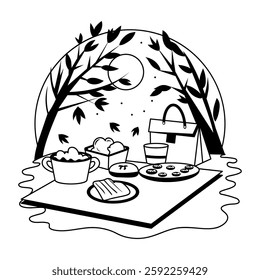 A glyph illustration of outdoor food 