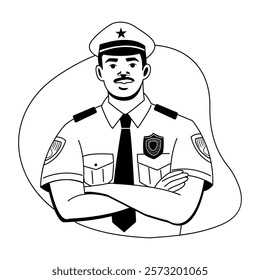 A glyph illustration of a police officer 
