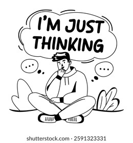 A glyph illustration of ruminating character