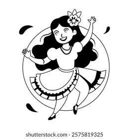 A glyph illustration of salsa dancer character 