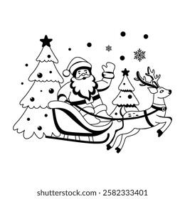 A glyph illustration of santa sled ride 