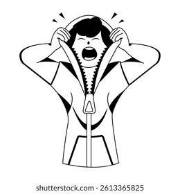 A glyph illustration of screaming character 
