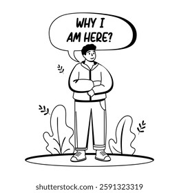 A glyph illustration of self questioning character