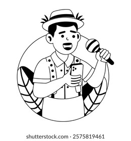 A glyph illustration of singing character
