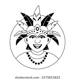 A glyph illustration of smiling carnival performer character 