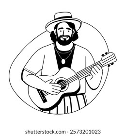 A glyph illustration of a street performer 
