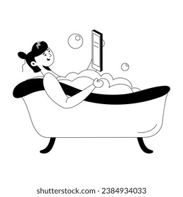 Glyph illustration of taking bath 