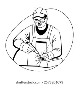 A glyph illustration of a welder 
