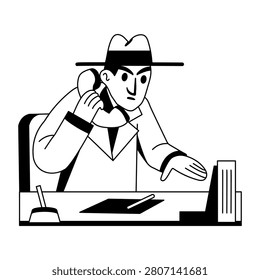A glyph illustration of wiretapping detective