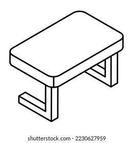 A glyph isometric design icon of desk 