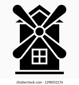 Glyph kinderdijk windmill vector icon