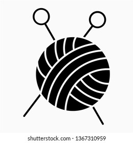 Glyph knitting needle vector icon