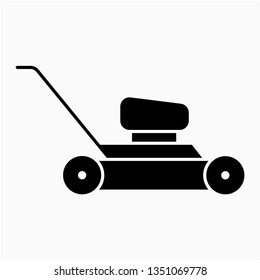 Glyph lawn mower vector icon