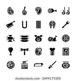 Glyph Meat Butcher Icon Set