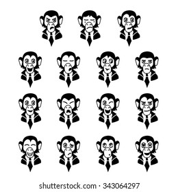 Glyph monkey-businessman face expressions