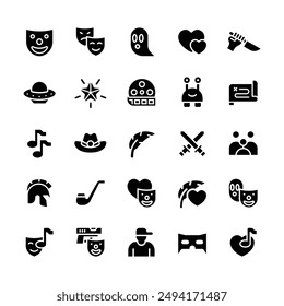 Conjunto de iconos de Género de película de pictogramas