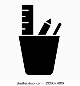 Glyph Pencil case vector icon