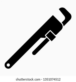 Glyph pipe wrench vector icon
