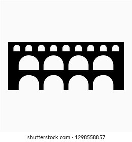 Glyph Pont du Gard vector icon